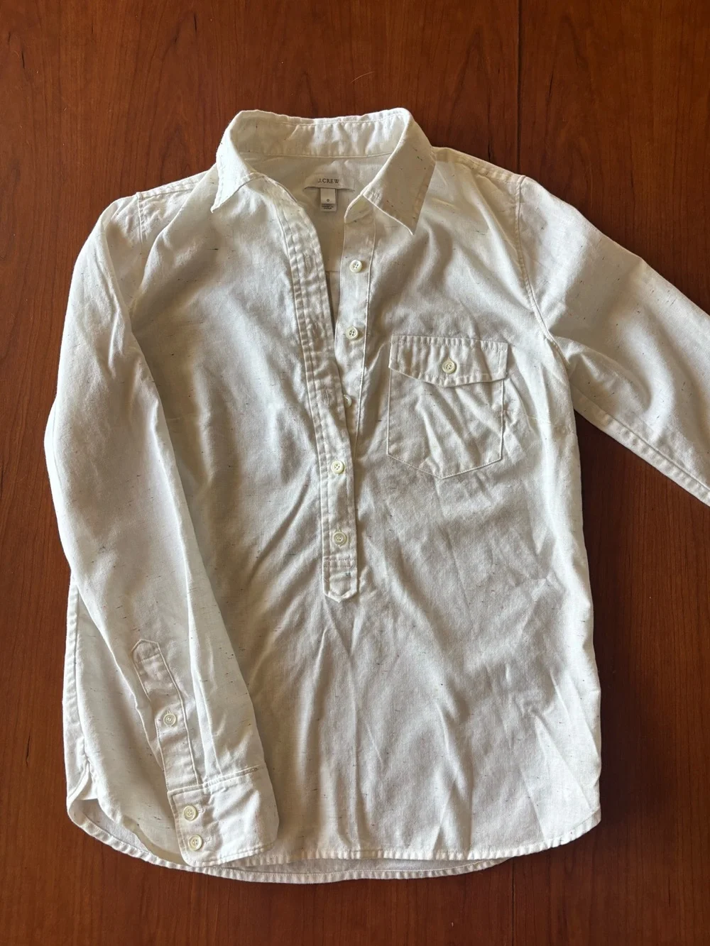 J. Crew Women’s Cotton Popover, White with Rainbow Threads Size 0